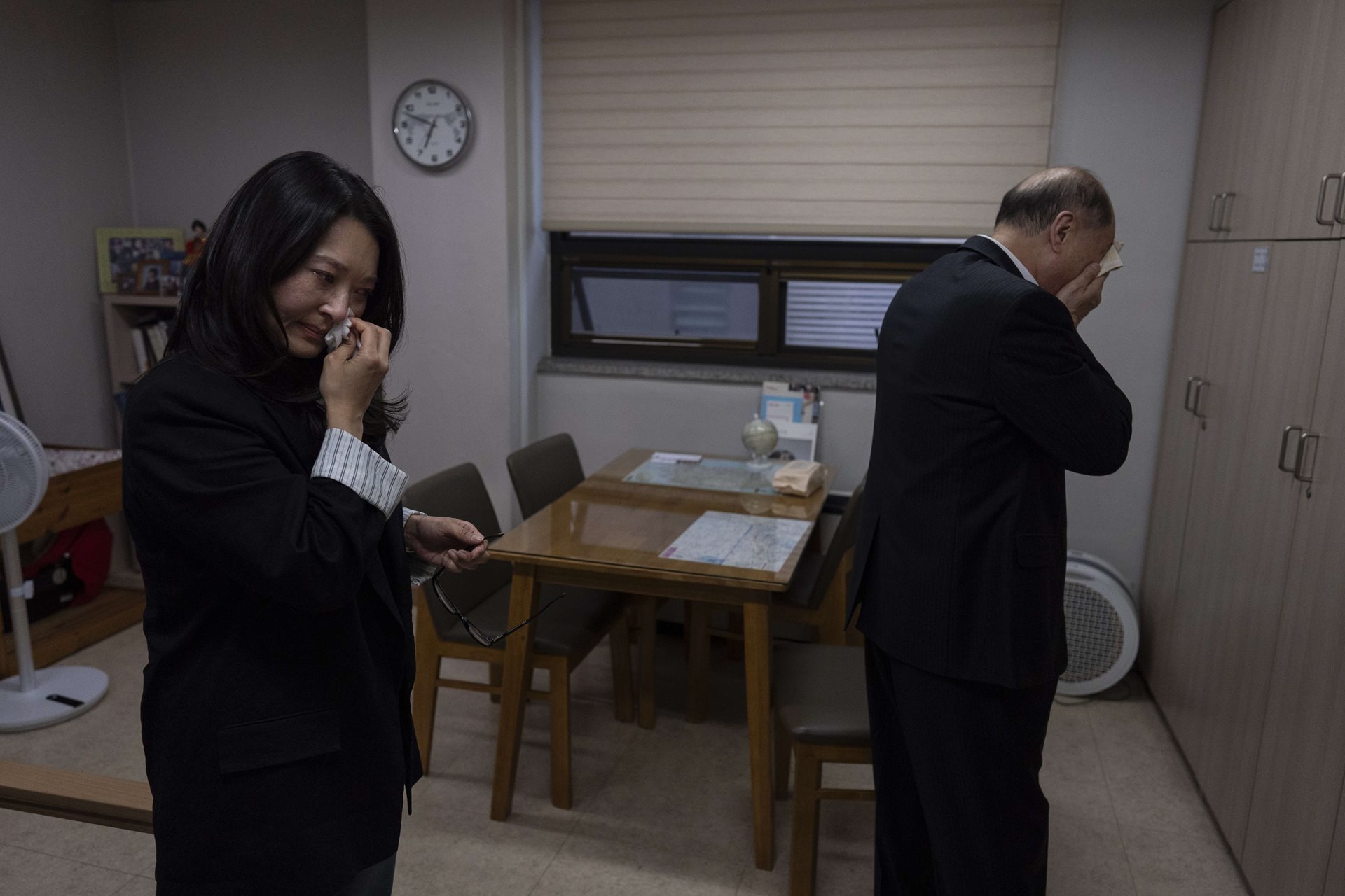 Nicole Motta (left) and her birth father Jang Dae-chang wipe away tears after an emotional reunion, in Seoul, South Korea, some 40 years after they were separated.